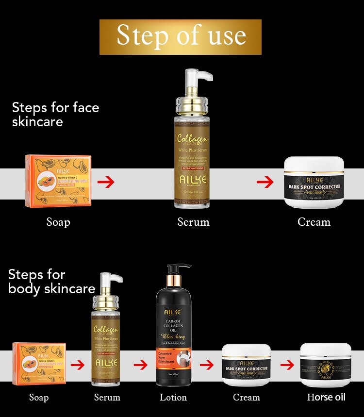 AILKE Collagen Whitening Kit, Moisturizer, Hydration, Dark Spot Removal Cream, Brightening Body Lotion, armpit Whitening Cream AILKE Collagen Whitening Kit, Moisturizer, Hydration, Dark Spot Removal Cream, Brightening Body Lotion, armpit Whitening Cream