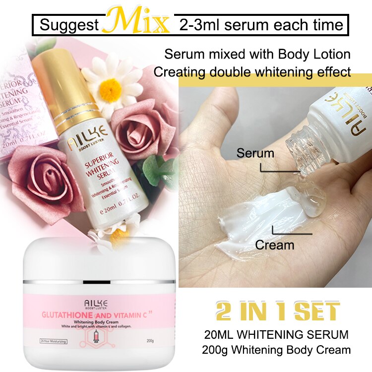 AILKE Whitening Remove Black Spots Facial Skin Care Lotion Moisturizing Cream Body Glutathion Vitamin C Black Skin Face New Set AILKE Whitening Remove Black Spots Facial Skin Care Lotion Moisturizing Cream Body Glutathion Vitamin C Black Skin Face New Set