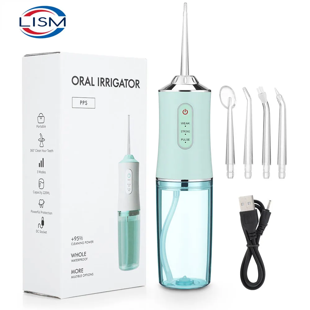 Oral Irrigator Portable Dental Water Flosser USB Rechargeable Water Jet Floss Tooth Pick 4 Jet Tip 220ml 3 Modes IPX7 1400rpm Oral Irrigator Portable Dental Water Flosser USB Rechargeable Water Jet Floss Tooth Pick 4 Jet Tip 220ml 3 Modes IPX7 1400rpm