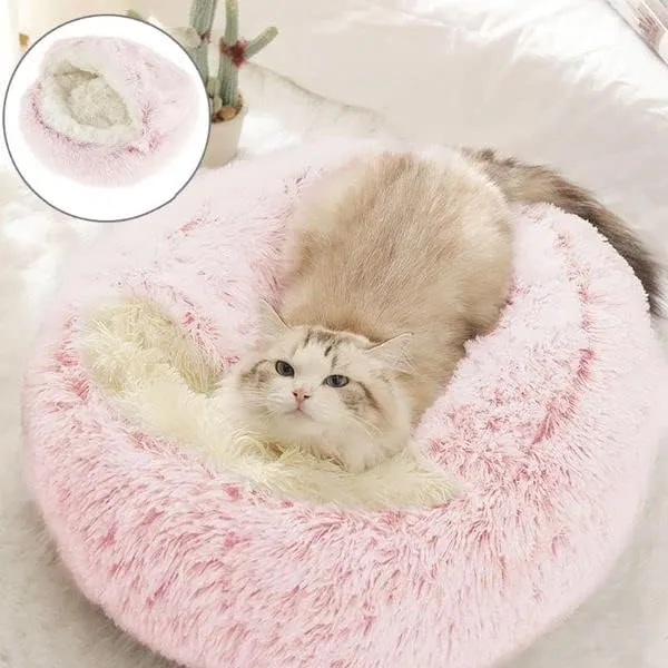 Soft Plush Pet Bed with Cover Round Cat Bed Pet Mattress Warm Cat Dog 2 in 1 Sleeping Nest Cave for Small Dogs Soft Plush Pet Bed with Cover Round Cat Bed Pet Mattress Warm Cat Dog 2 in 1 Sleeping Nest Cave for Small Dogs