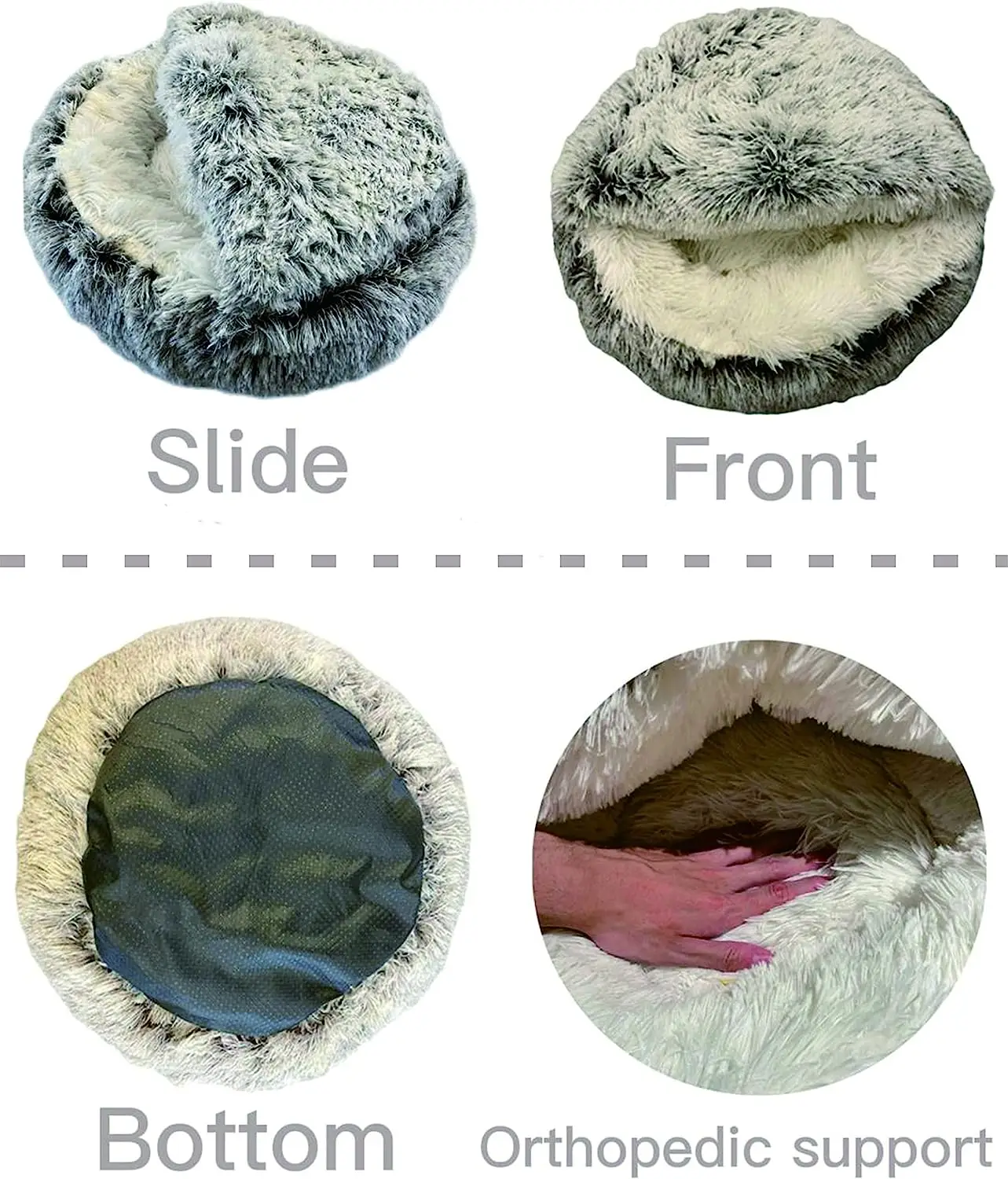 Soft Plush Pet Bed with Cover Round Cat Bed Pet Mattress Warm Cat Dog 2 in 1 Sleeping Nest Cave for Small Dogs Soft Plush Pet Bed with Cover Round Cat Bed Pet Mattress Warm Cat Dog 2 in 1 Sleeping Nest Cave for Small Dogs