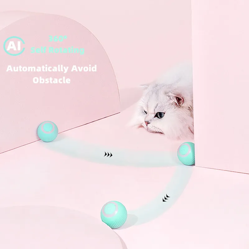Electric Cat Ball Toys Automatic Rolling Smart Cat Toys Interactive for Cats Training Self-moving Kitten Toys for Indoor Playing