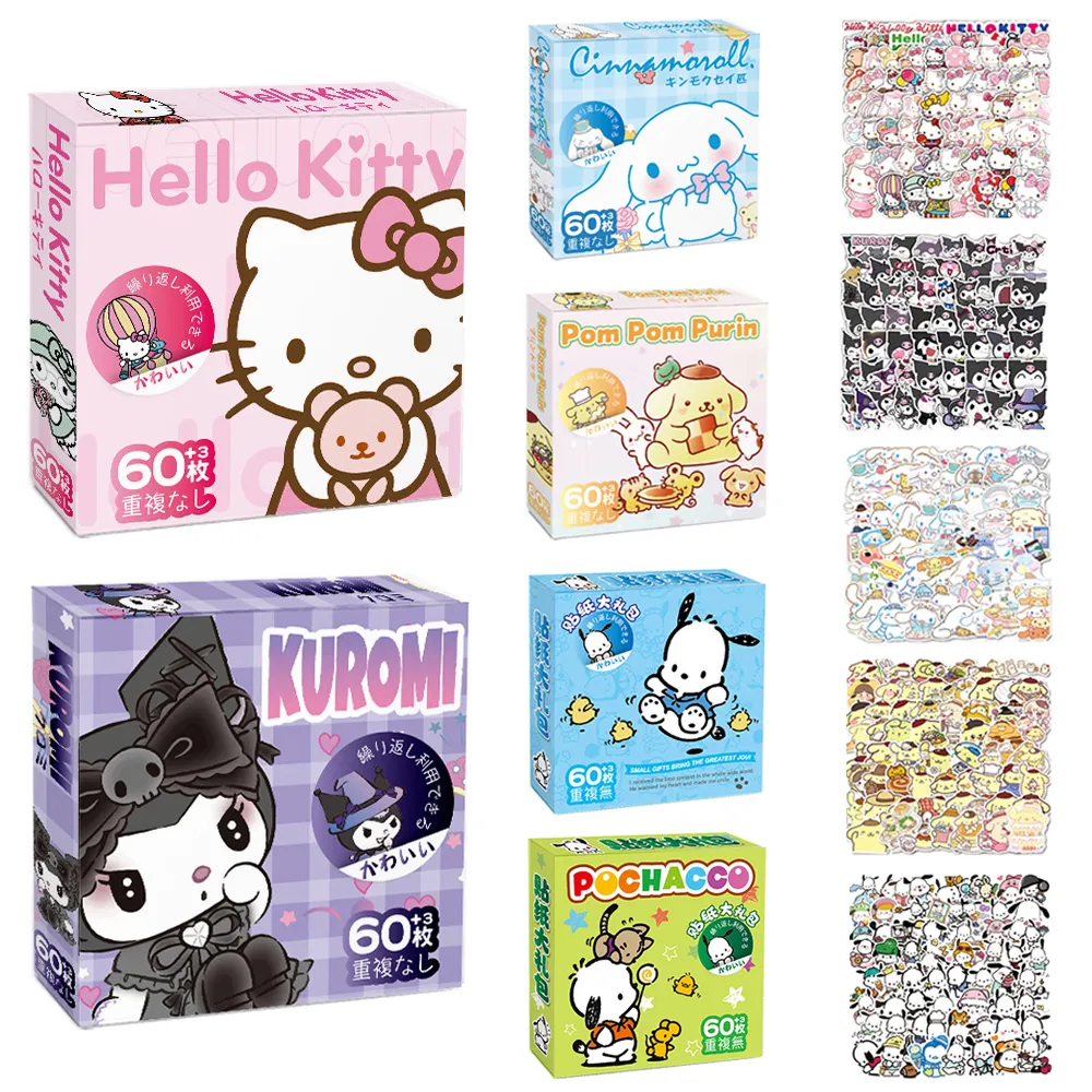 60Pcs Sanrio Hello Kitty Kuromi Cinnamoroll Pochacco Stickers for Kids Girls DIY Laptop Phone Diary Cute Cartoon Sanrio Sticker 60Pcs Sanrio Hello Kitty Kuromi Cinnamoroll Pochacco Stickers for Kids Girls DIY Laptop Phone Diary Cute Cartoon Sanrio Sticker