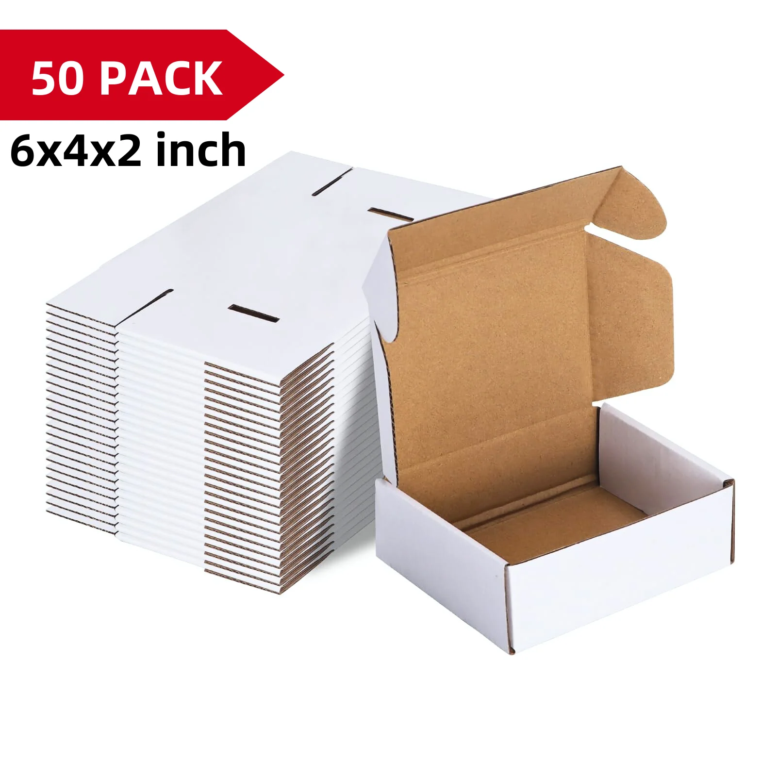 6x4x2 white shipping boxes, 50-pack corrugated cardboard mailers 6x4x2 white shipping boxes, 50-pack corrugated cardboard mailers